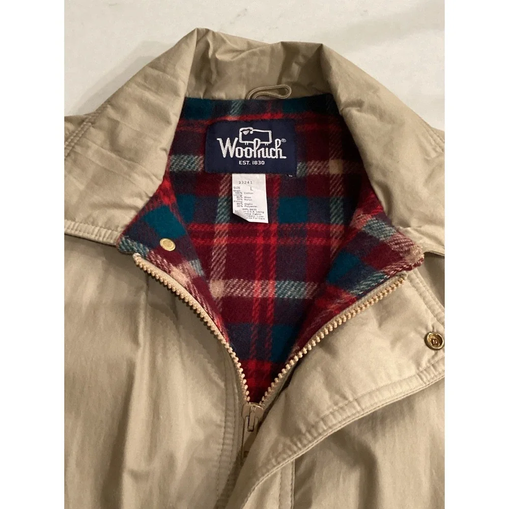 Woolrich Wool Blanket Lined Canvas Hunting Vest Plaid/Tan Men's Large Vintage